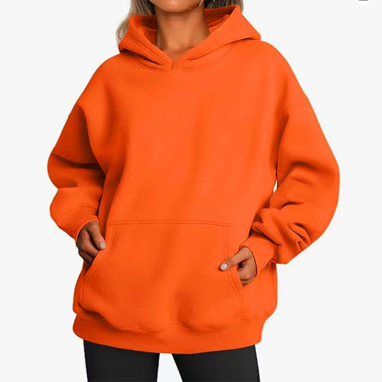 Damen nan extralanger Oversize-Kapuzenpullover im Boxy-Schnitt mit Kängurutasche und geripptem Abschluss Shop Nory