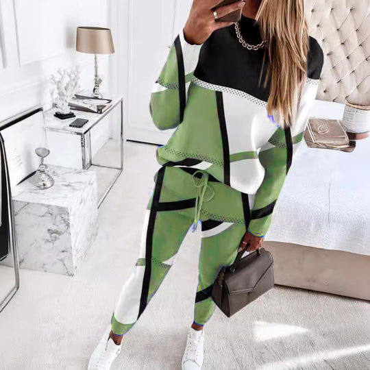 Damen nan gemustertes Freizeit-Set aus Sweatshirt und Jogginghose Shop Nory