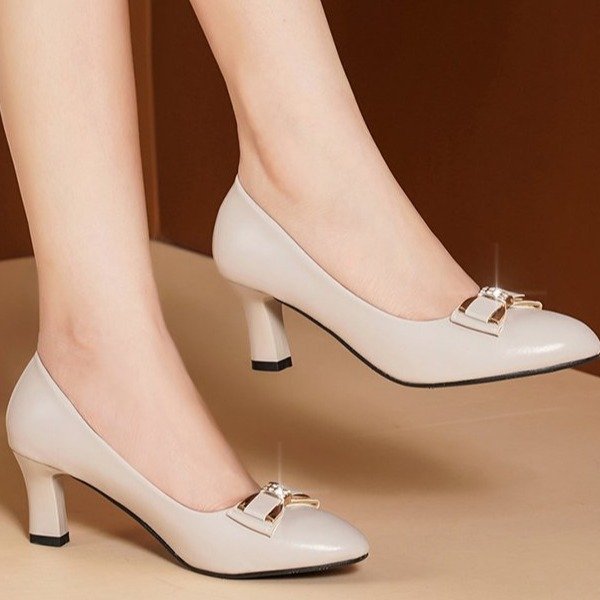 Damen Elegante Pumps mit modischer Schleifenverzierung und hochwertiger Absatz