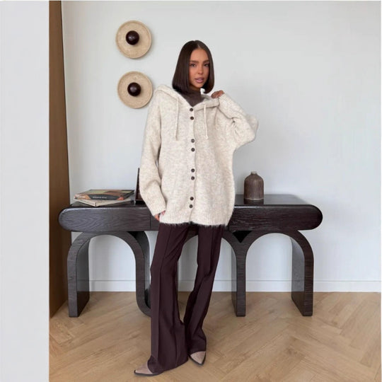 Damen Modische Strickjacke mit Kapuze Shop Nory
