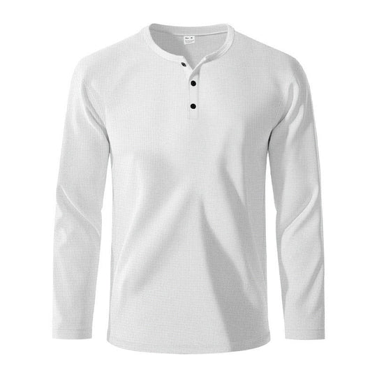 Herren Langarm-Henley-Shirt aus atmungsaktivem Strukturstoff
