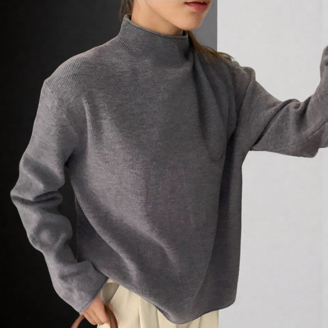 Damen Oversize-Feinstrickpullover mit Stehkragen und geriffelter Struktur Shop Nory