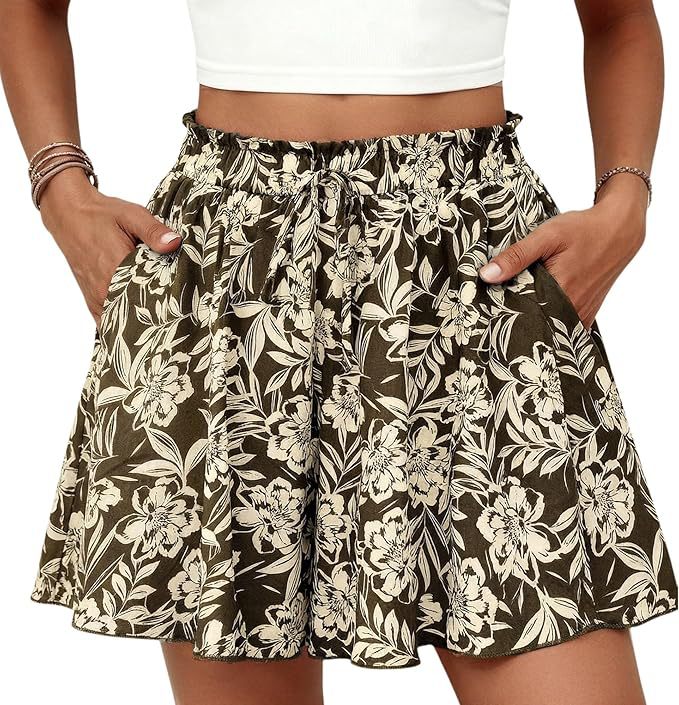 Damen Modischer Sommerrock mit elastischem Bund und Taschen