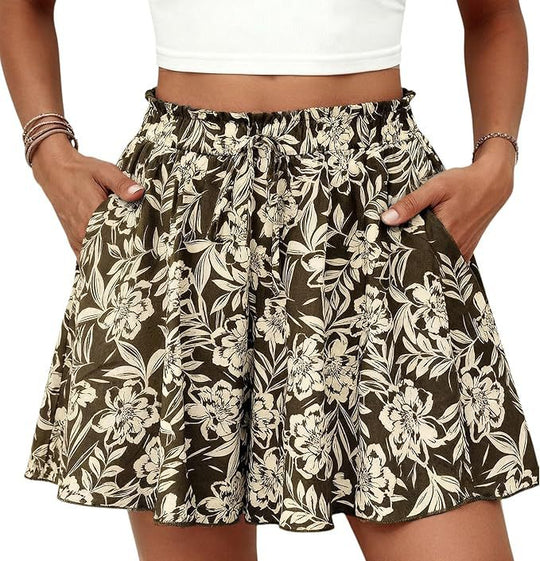 Damen Modischer Sommerrock mit elastischem Bund und Taschen