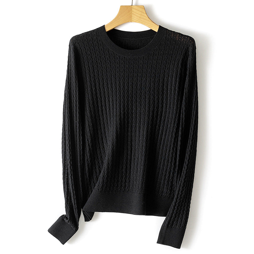 Damen Feinstrickpullover mit Zopfstrickmuster und Rundhalsausschnitt Shop Nory