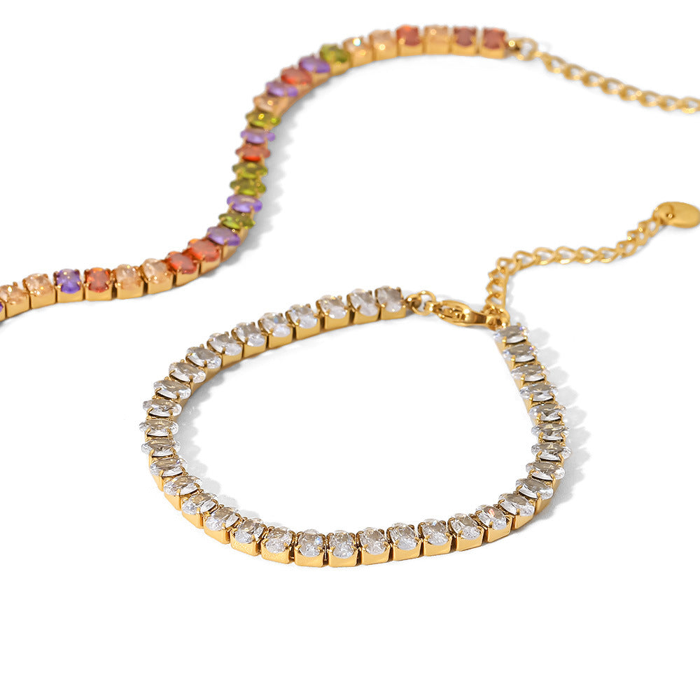 Damen Armband mit bunten, funkelnden Kristallakzenten und eleganter Edelstahlverarbeitung Shop Nory