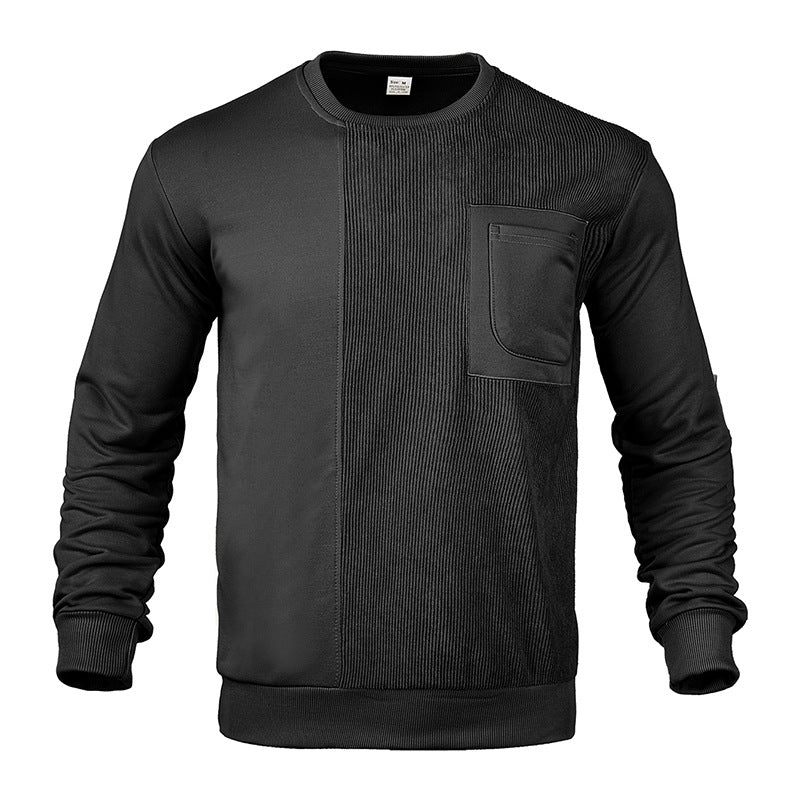 Herren Struktur-Sweatshirt mit Rippen-Panel und Brusttasche Shop Nory