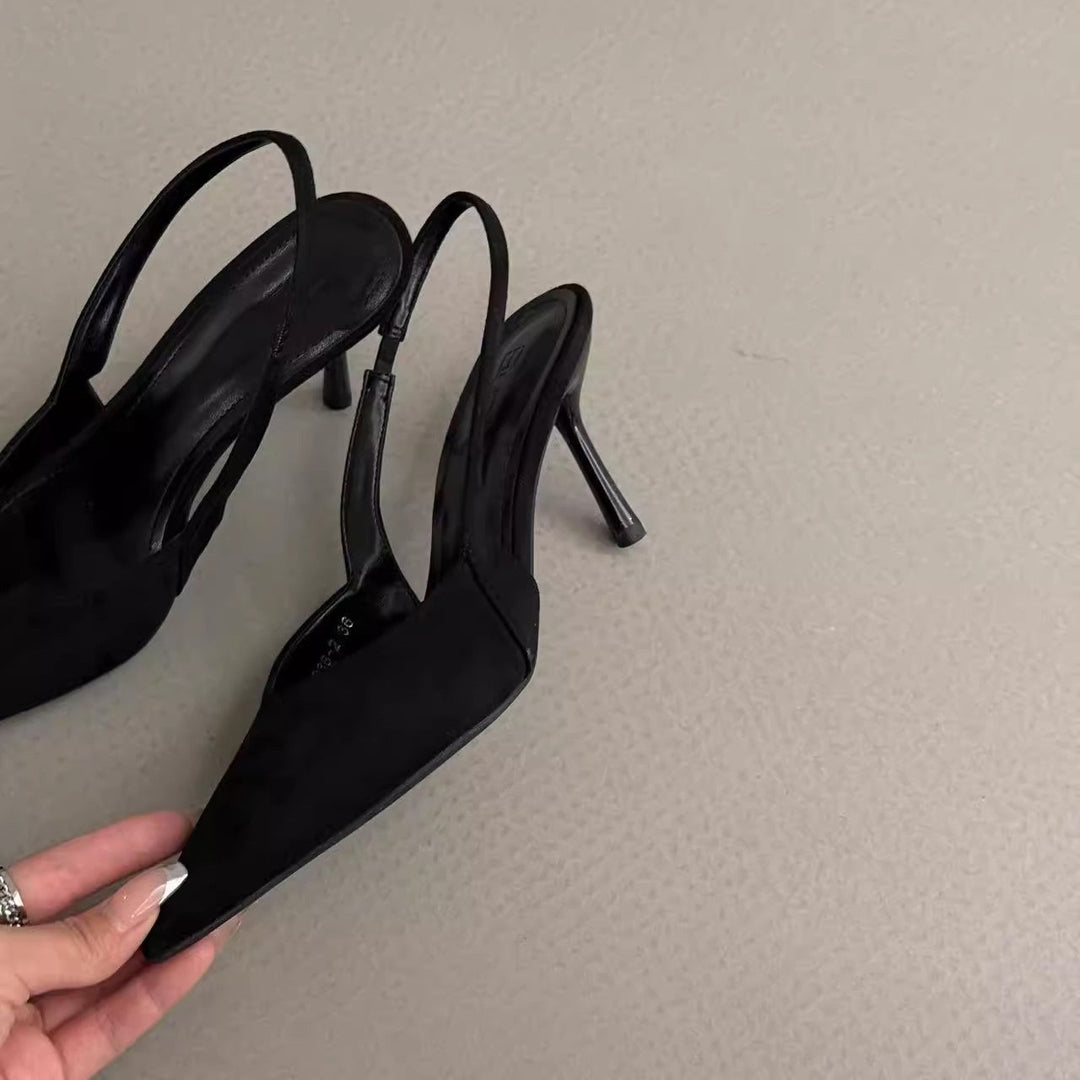 Damen Slingback-Pumps aus Wildleder mit eleganter Spitzform