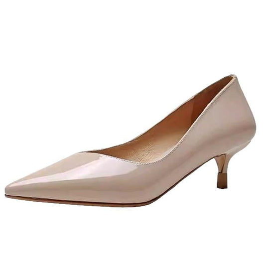 Damen Spitz zulaufende Lack-Pumps mit niedrigem Kittenabsatz Shop Nory