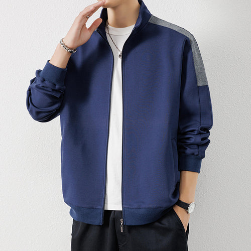 Herren Leichte Zip‑Trainingsjacke im Minimalstil mit Stehkragen und Kontrastpaspel Shop Nory