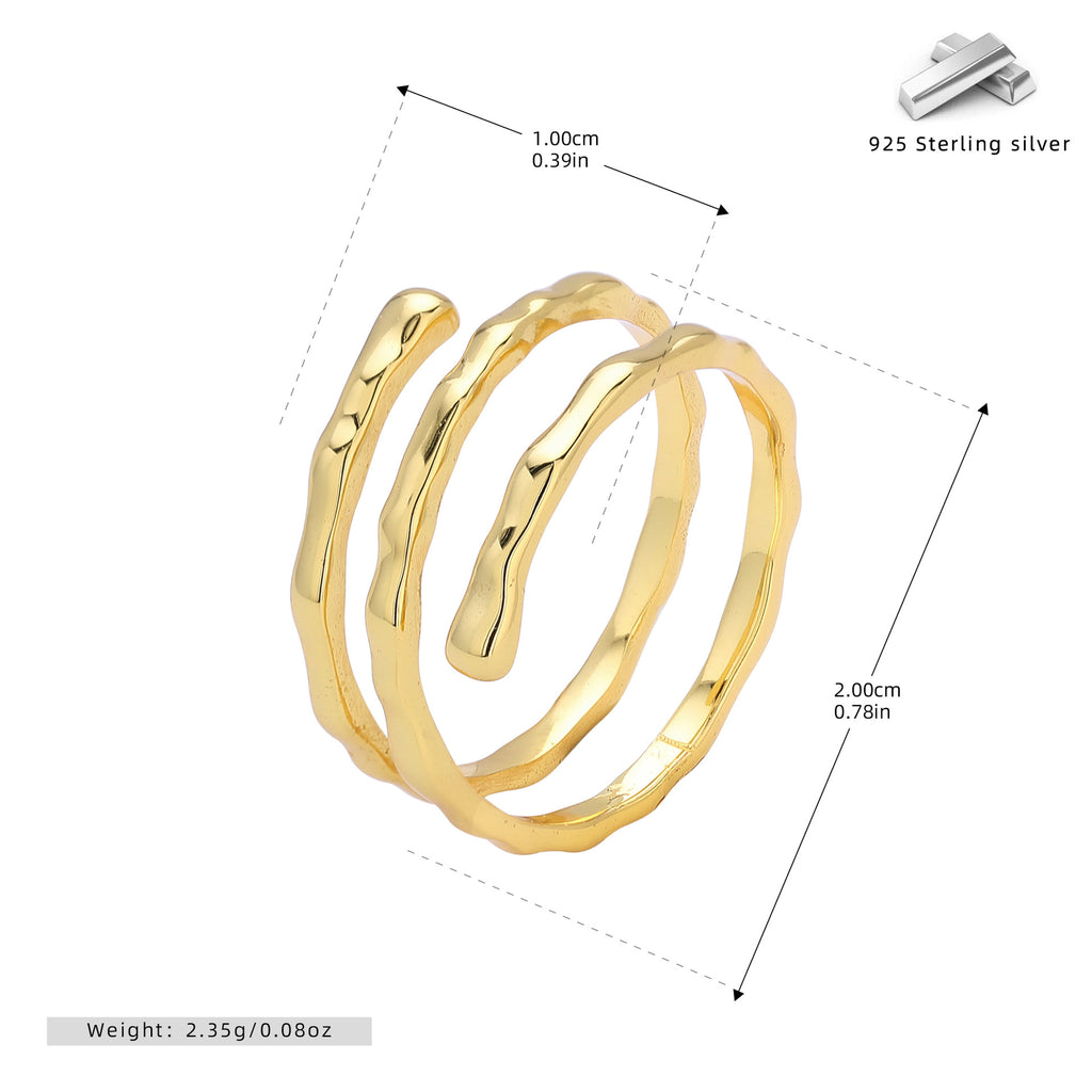 Damen Ring mit kreativem, gewelltem Design aus 925 Sterling Silber Shop Nory