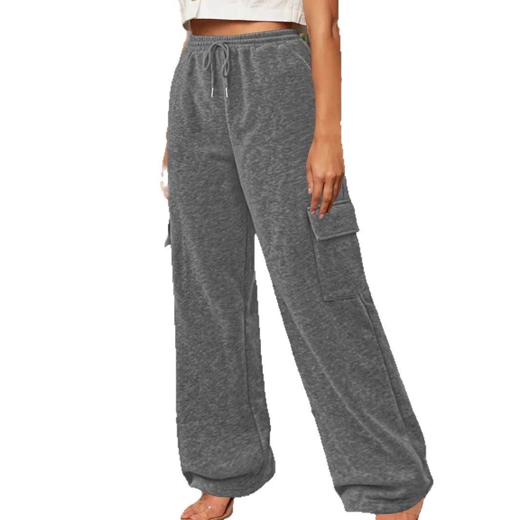 Damen Weiche Cargo-Loungehose mit elastischem Bund und weitem Bein Shop Nory