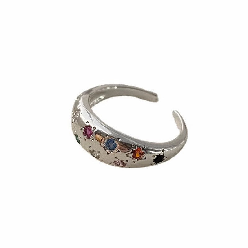 Damenring mit bunten, funkelnden Edelsteinen und hochwertigem Silber Shop Nory