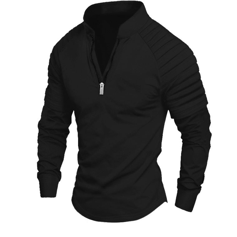 Herren Slim-Fit Troyer mit gesteppter Schulterpasse und halbem Reißverschluss Shop Nory