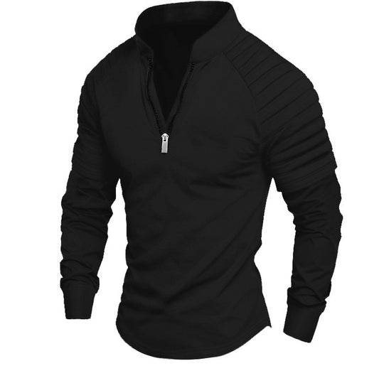 Herren Slim-Fit Troyer mit gesteppter Schulterpasse und halbem Reißverschluss Shop Nory