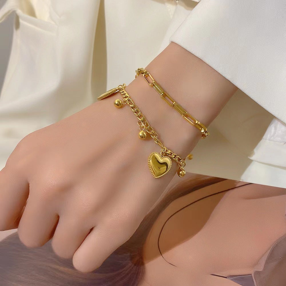 Damen Linked Heart Charm Armband Shop Nory