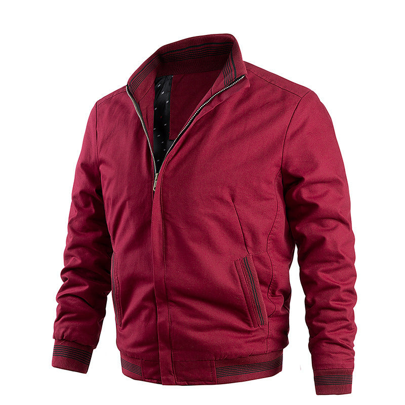 Herren Leichter Canvas-Bomber mit gestreiften Rippbündchen und Stehkragen Shop Nory