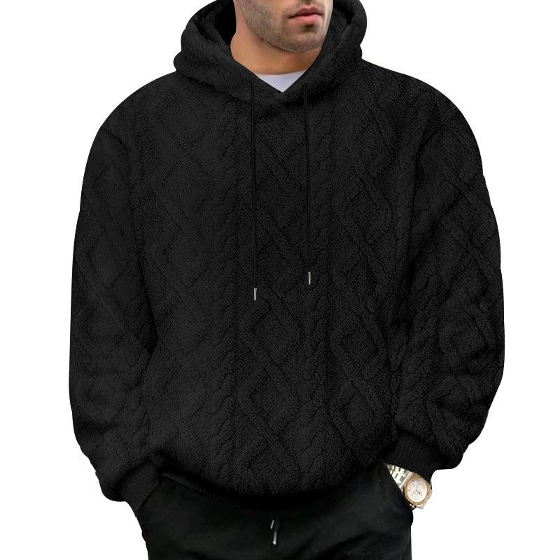 Herren nan kuscheliger Oversize Teddy Hoodie mit Kapuze und Rautenstruktur Shop Nory