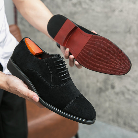 Herren elegante Veloursleder Oxford-Halbschuhe mit Kaptoefen-Detail, gepolstertem Komfortfußbett und rutschfester Gummisohle Shop Nory