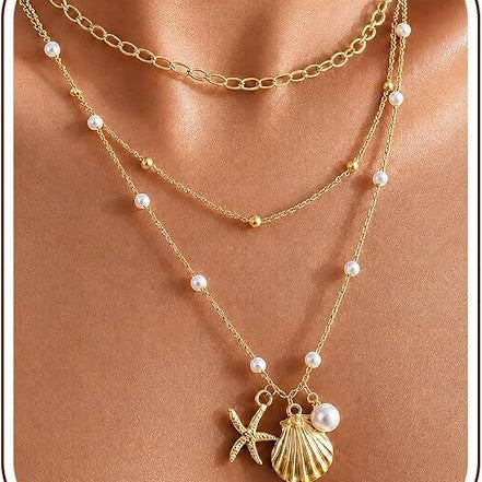 Damen Halskette mit mehrlagigem Design und maritimem Sternanhänger Shop Nory