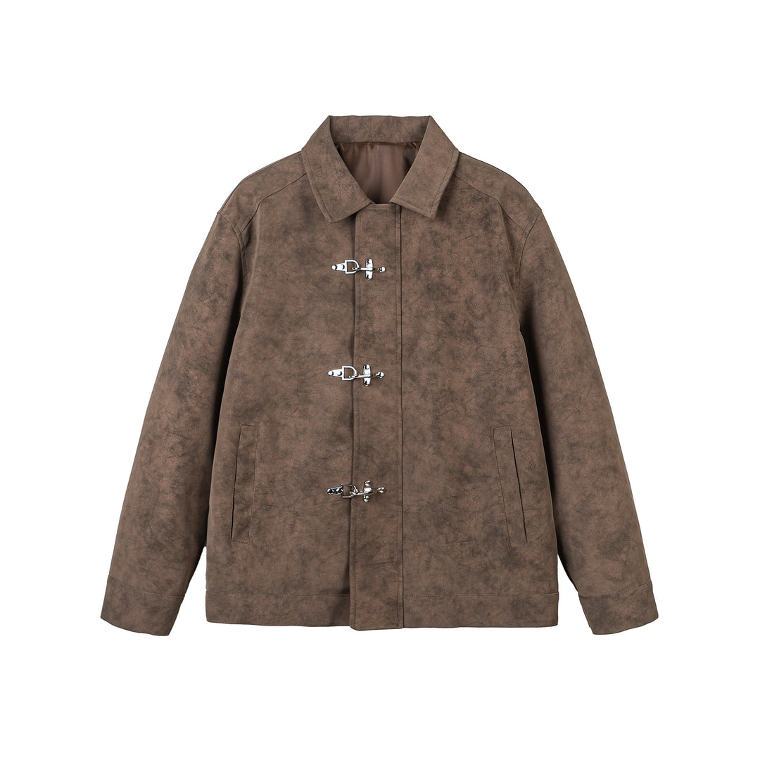 Unisex Kurz geschnittene Velours‑Optik Jacke mit dekorativen Metallverschlüssen Shop Nory