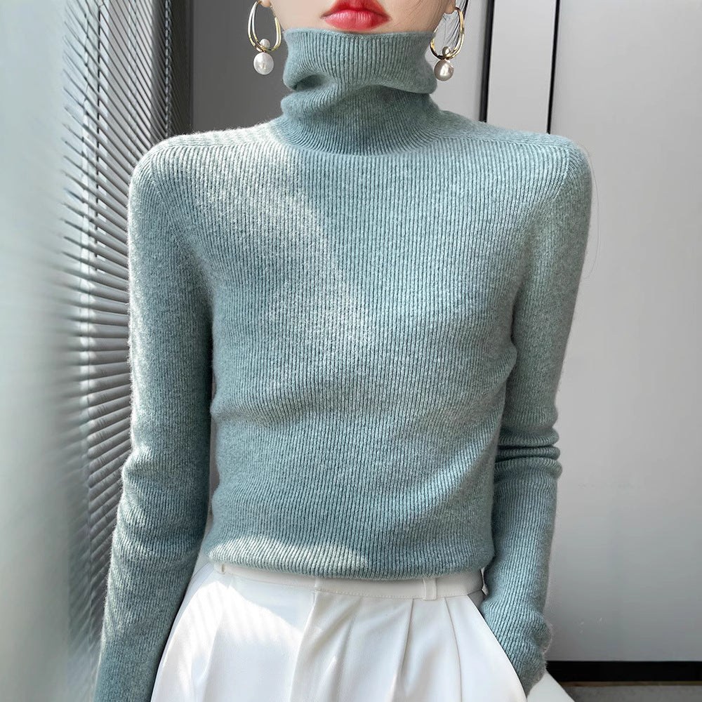 Damen Schmaler Rollkragenpullover aus Kaschmir‑Mix mit extralangem Ärmelabschluss Shop Nory