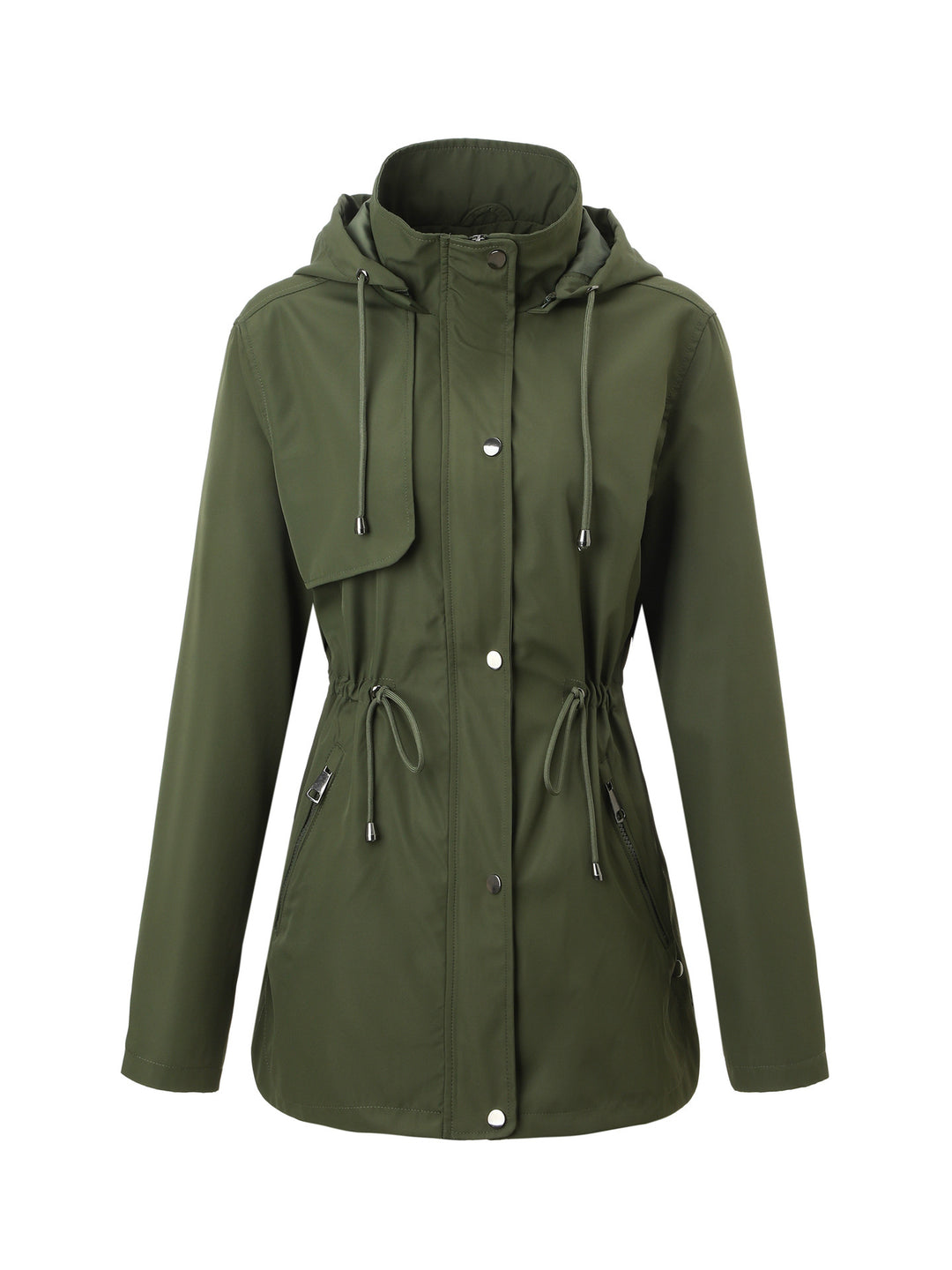 Damen Leichter Regenparka mit Kapuze und Taillenzug Shop Nory