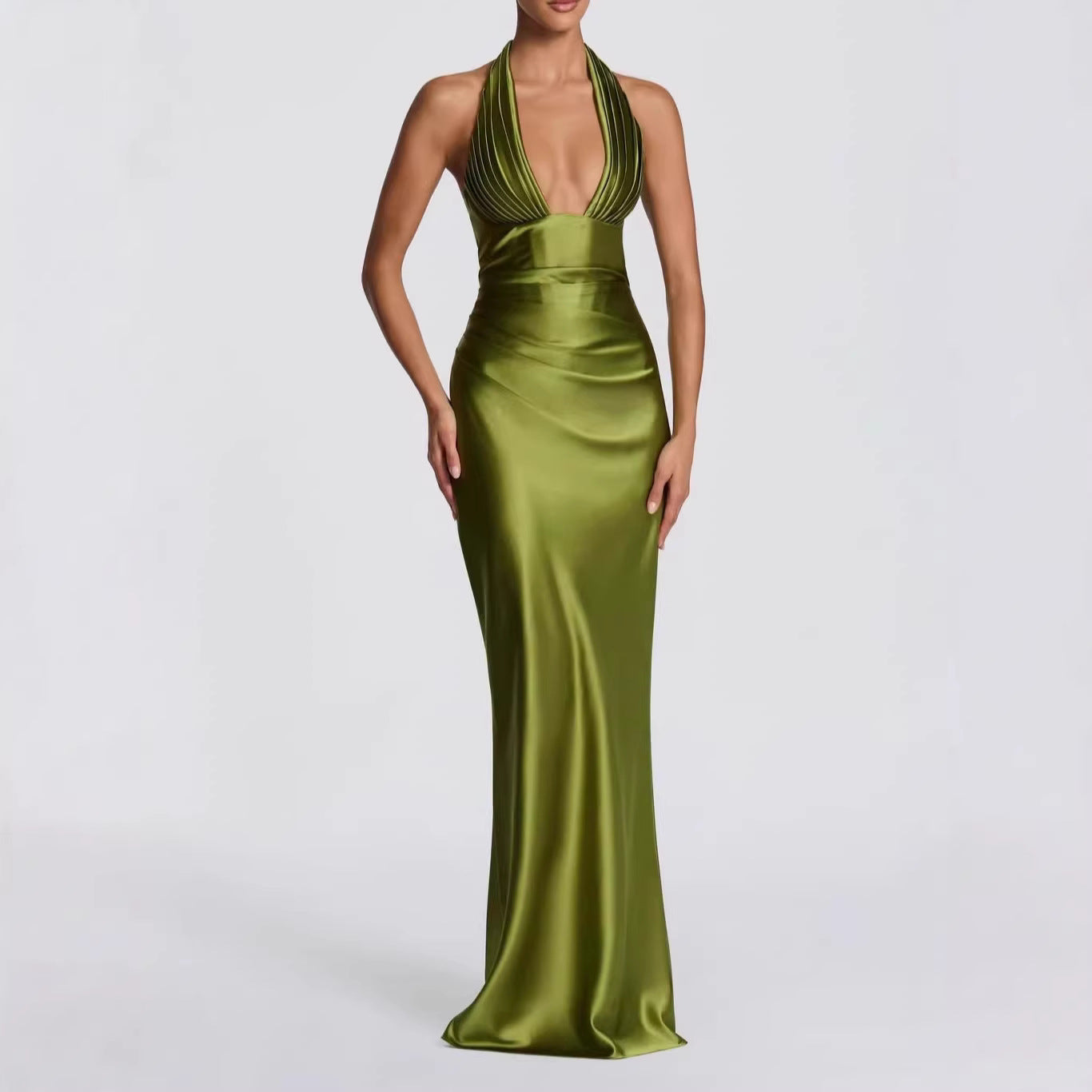 Damen Elegantes langes Abendkleid mit tiefem V-Ausschnitt Shopnory