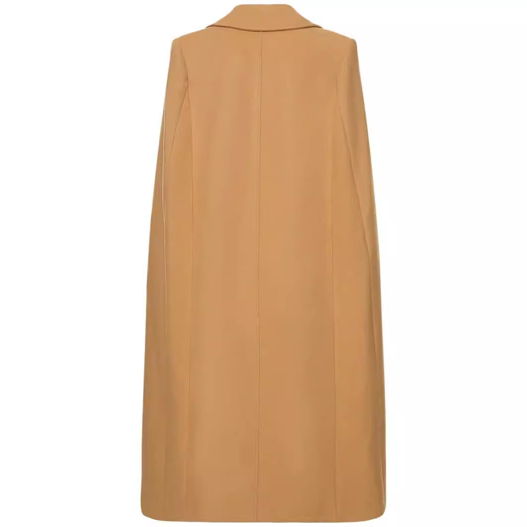 Damen Cape-inspirierter Maxilanger Mantel aus Wollmix mit schmalem Revers Shop Nory