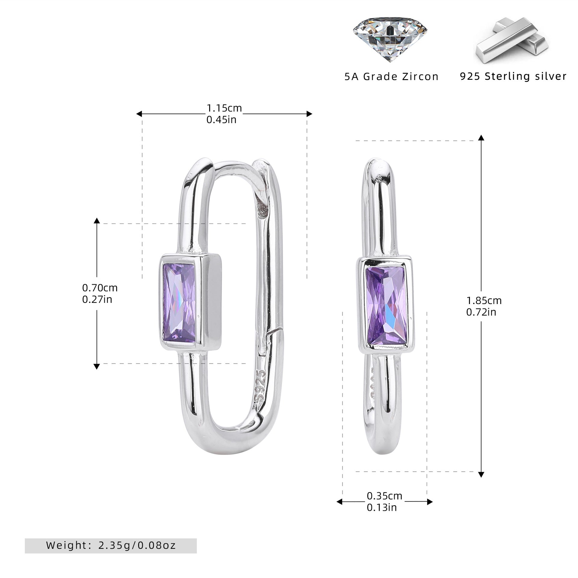 Damen Ohrstecker mit luxuriösem 5A Zirkon aus 925 Sterling Silber Shop Nory