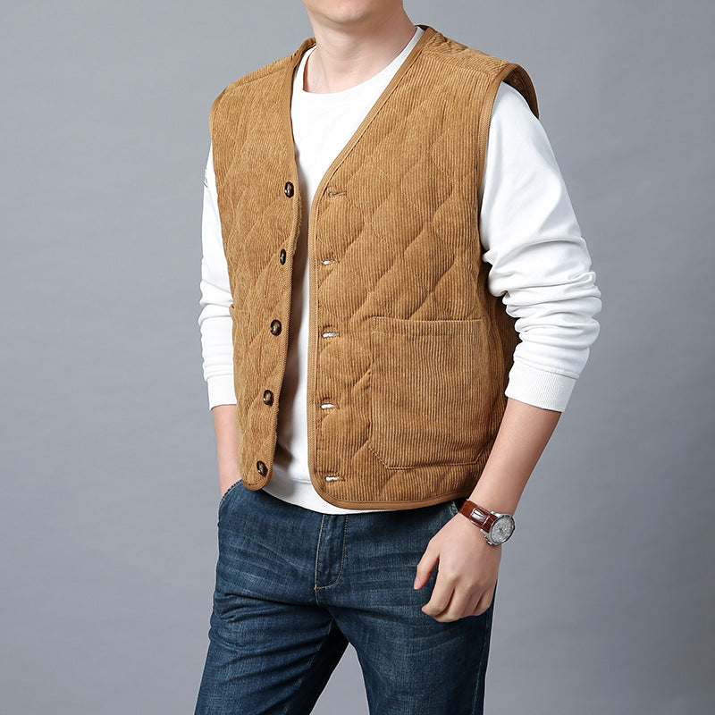 Herren Modische Cordweste mit Knopfleiste Shop Nory