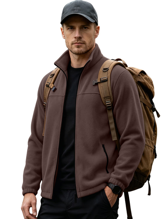 Herren Leichte Outdoor-Fleecejacke mit Stehkragen und Reißverschlusstaschen Shop Nory