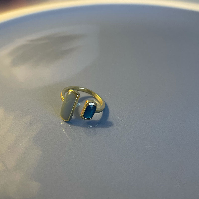 Damen Offener Ring mit zwei eleganten Steinakzenten Shop Nory