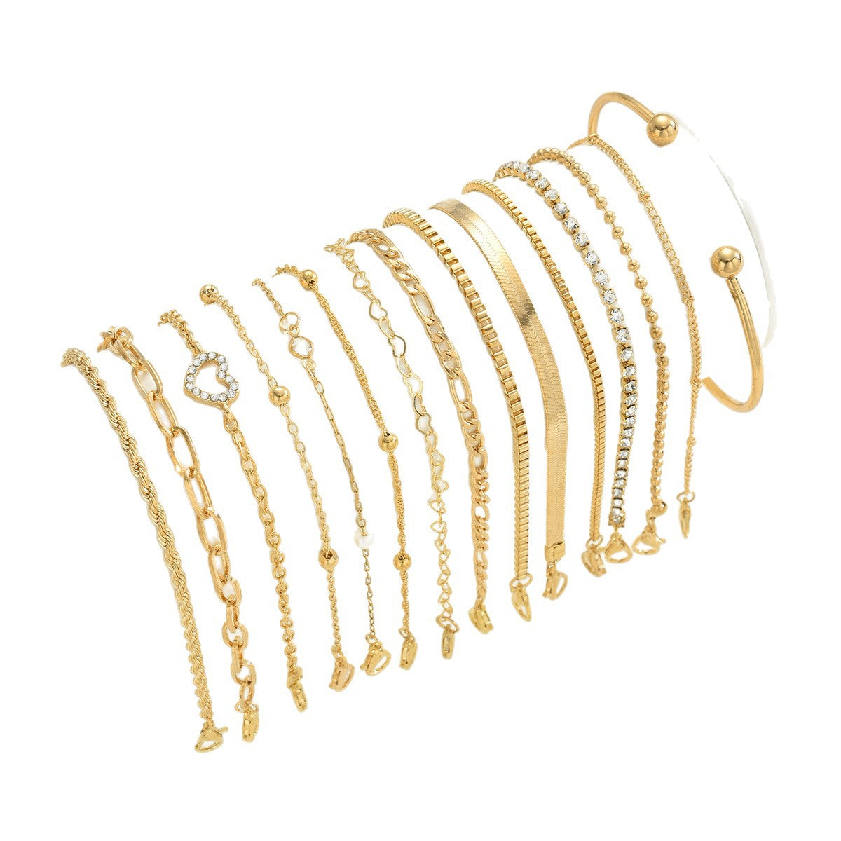 Damen Armband-Set mit glänzenden Gold- und zarten Perlendetails Shop Nory