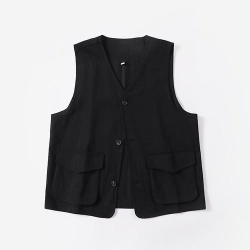 Herren Multifunktionale Baumwoll-Weste mit aufgesetzten Taschen und V-Ausschnitt Shop Nory