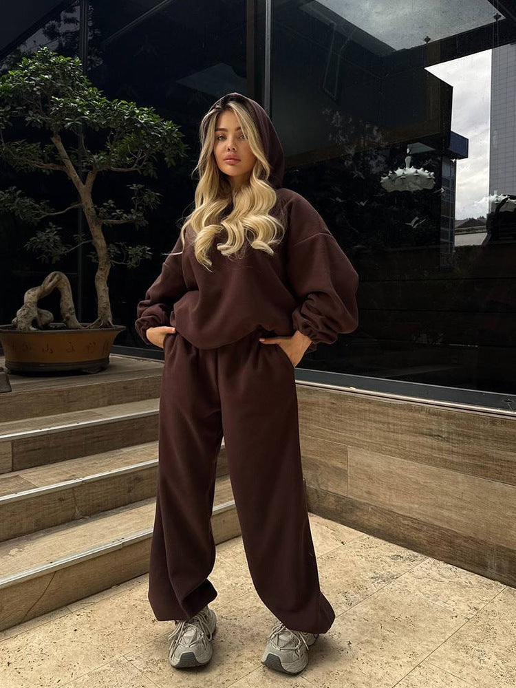 Damen oversized Kapuzen-Sweatshirt mit Ballonärmeln und weite High-Waist Jogginghose Shop Nory