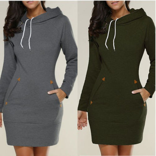 Damen Kapuzenkleid aus Sweat mit Kängurutaschen und taillierter Passform Shop Nory