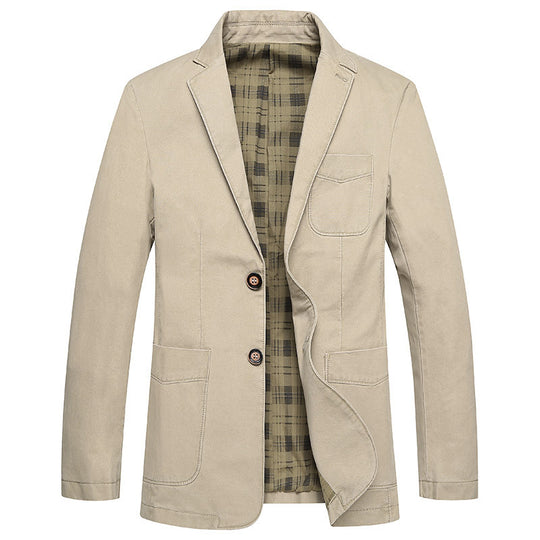 Herren legeres Canvas-Sakko mit aufgesetzten Taschen und kariertem Innenfutter Shop Nory
