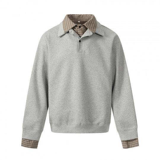 Herren Sweatshirt mit integriertem Hemdkragen und Layering‑Optik Shop Nory