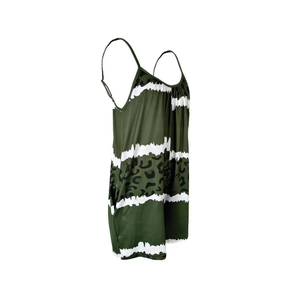 Damen luftiger Overall mit Spaghettiträgern und modischem Tierdesign