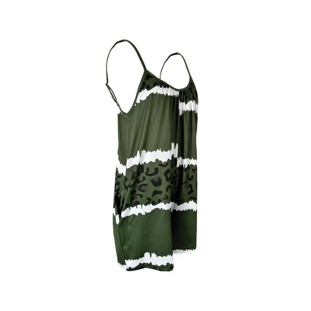 Damen luftiger Overall mit Spaghettiträgern und modischem Tierdesign