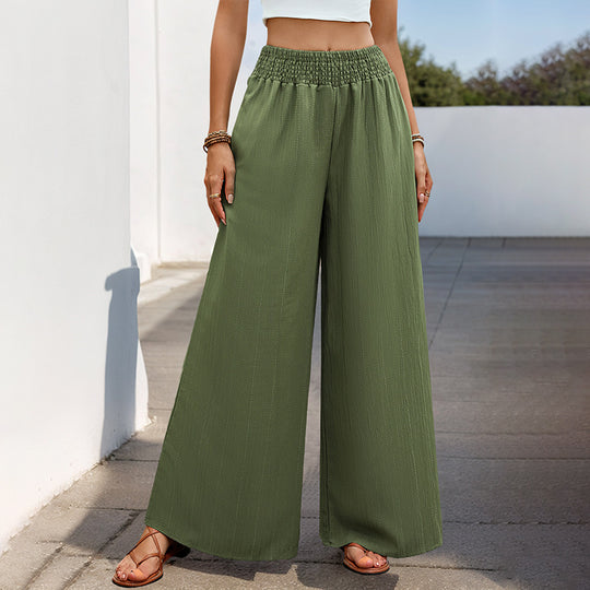 Damen Leichte Palazzo-Hose mit hohem Smokbund und fließender Weite Shop Nory