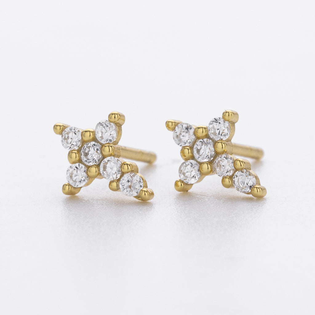 Damen Ohrstecker im Kreuzdesign mit funkelnden Zirkonsteinen aus 925 Sterling Silber Shop Nory
