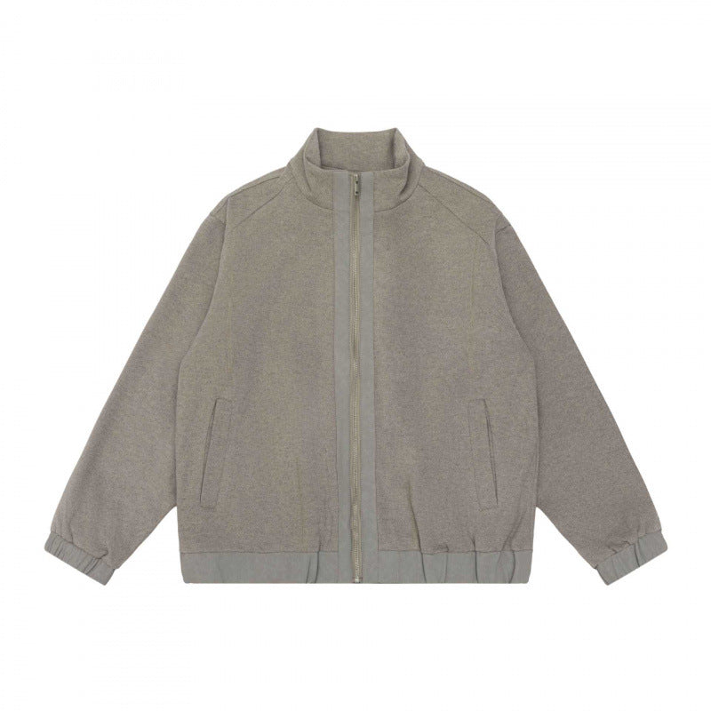 Unisex Kurz geschnittene Teddy‑Fleece‑Überjacke mit Stehkragen, durchgehendem Reißverschluss und elastischem Saum Shop Nory