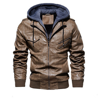Herren Kunstleder-Flightblouson mit integriertem Kapuzenlayer, Reißverschluss-Brusttasche und Rippbündchen Shop Nory