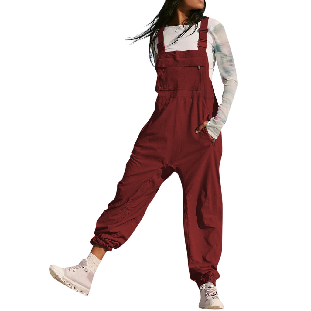 Damen Lässiger Jumpsuit mit praktischen Taschen und elastischem Saum Shopnory