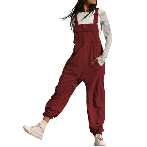 Damen Lässiger Jumpsuit mit praktischen Taschen und elastischem Saum Shopnory