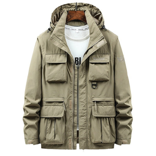 Herren Multifunktionale Utility-Fieldjacke mit Kapuze, Mehrfach-Taschen und Ripstop-Außenmaterial Shop Nory