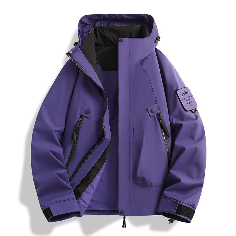 Herren Zwei-in-eins Wetterschutzjacke mit abnehmbarer Steppweste und verstellbarer Kapuze Shop Nory