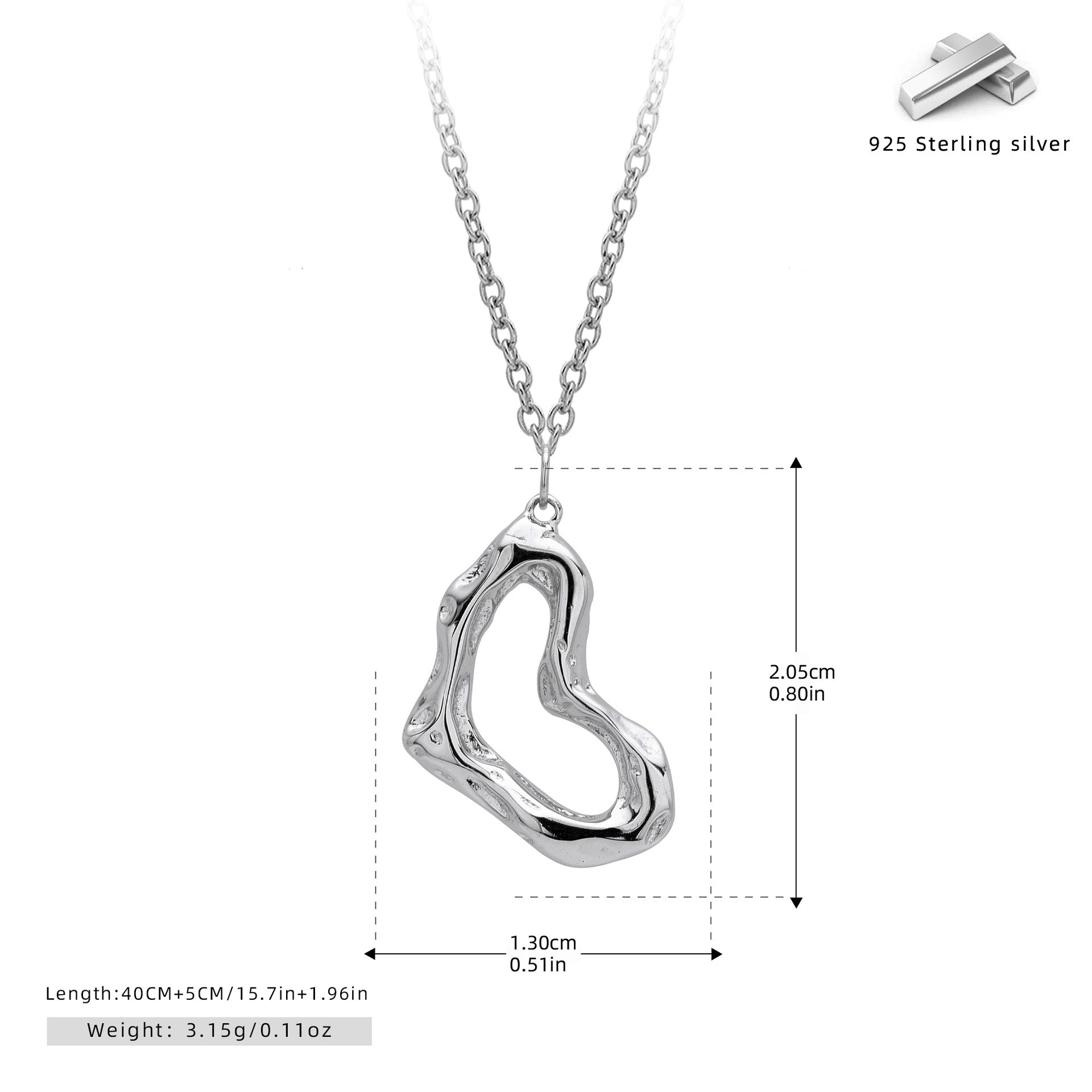 Damen Halskette mit einzigartigem Wellenanhänger aus 925 Sterling Silber Shop Nory